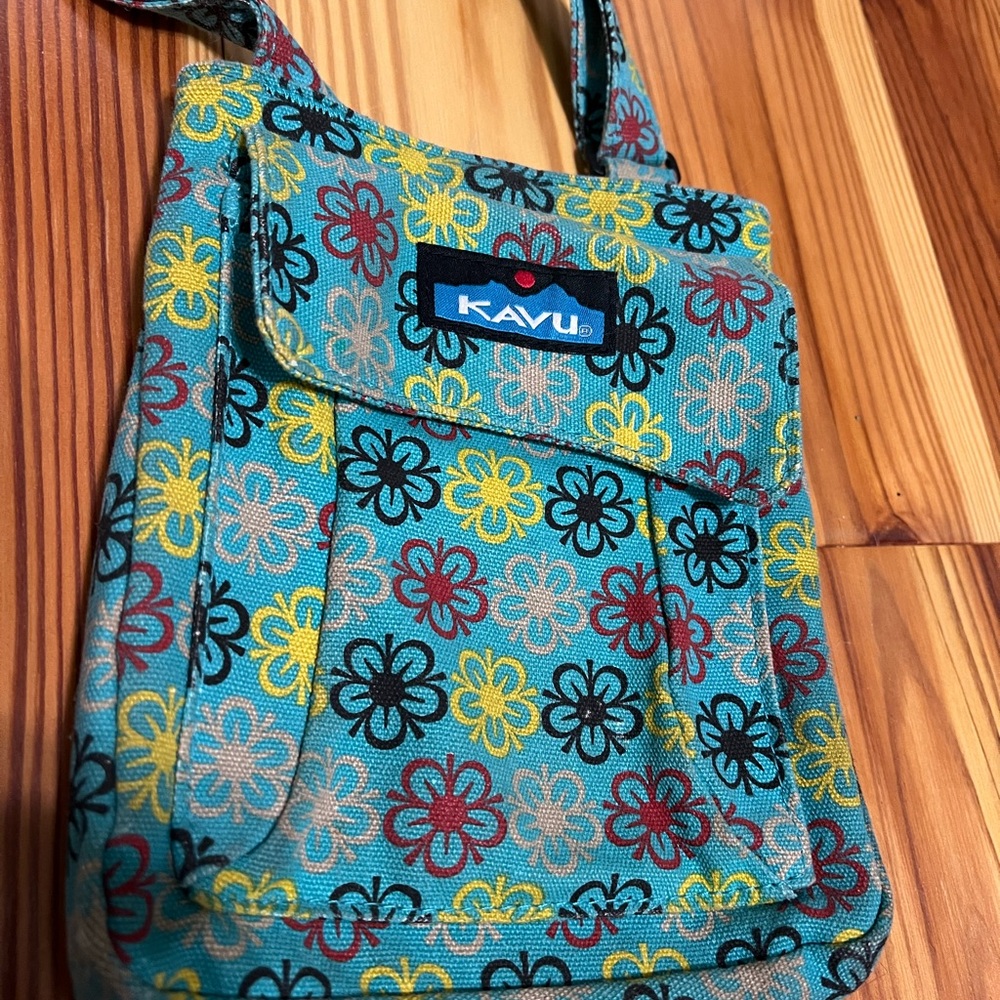Kavu Teal Floral Shoulder Bag